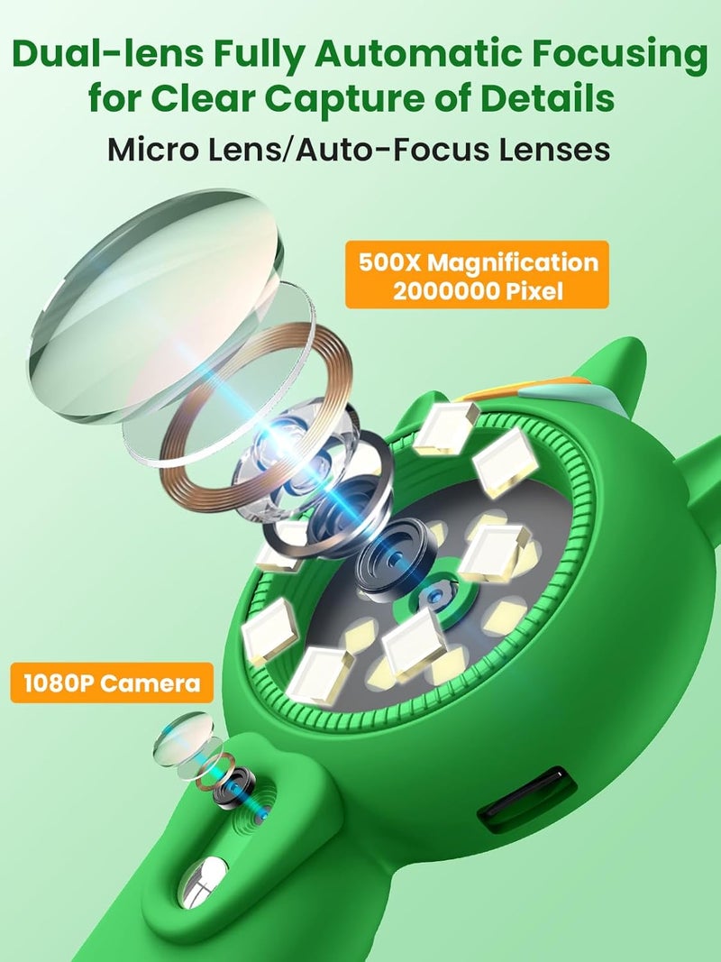 Acoath Microscope for Kids, Auto-Focus Handheld Digital Microscopes with 2.0" Screen, 8 LEDs Rechargeable Pocket Mini Microscope Christmas Gifts Educational Science Toys for Ages 5 6 7 8 9 10 11 12 - Image 2
